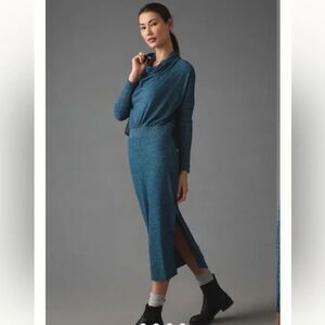 NWT ANTHROPOLOGIE | DAILY PRACTICE The Arabella Teal Drapey Midi Dress Size S